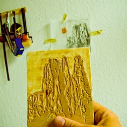 Holzschnitt auf der Buchdecke